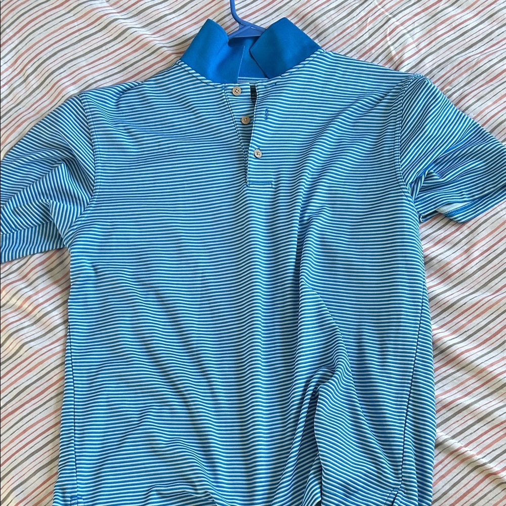 Cubavera Light Blue Striped Polo Shirt